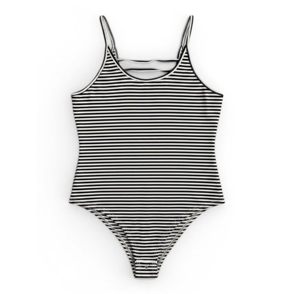 Cupshe Black and White Striped Scoop Neck Bodysuit